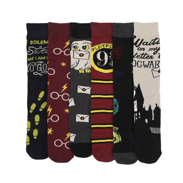 Harry Potter Hogwarts 6 Pair Crew Socks with Tin Tote