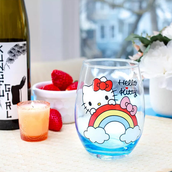 Hello Kitty Rainbow Peek Stemless Wine Glass