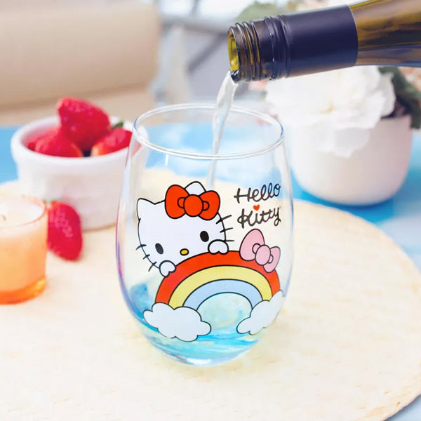 Hello Kitty Rainbow Peek Stemless Wine Glass