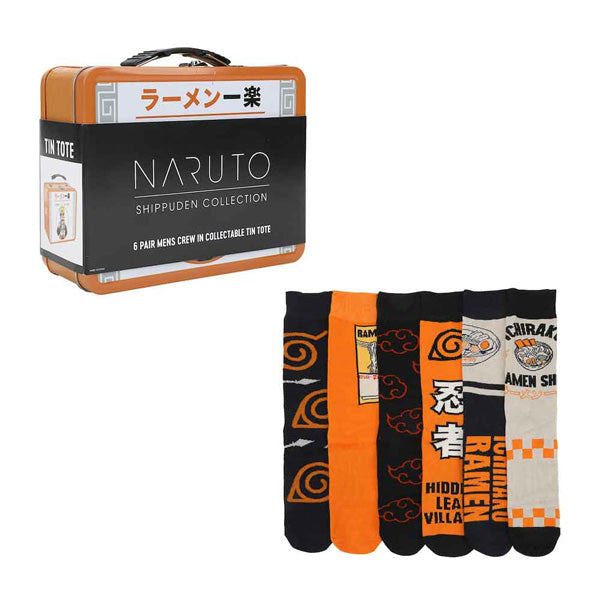 Naruto Shippuden 6 Pair Crew Socks with Tin Tote