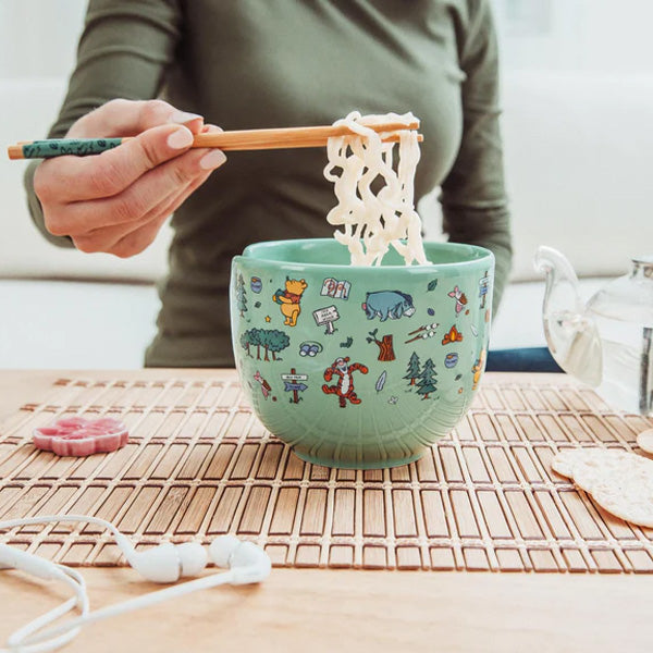 Winnie The Pooh Allover Icons Ramen Bowl and Chopsticks