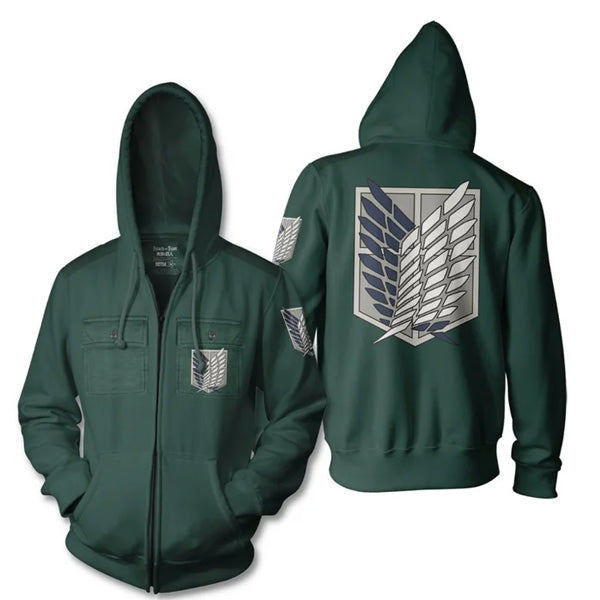 Attack On Titan Survey Corp Military Zip Hoodie