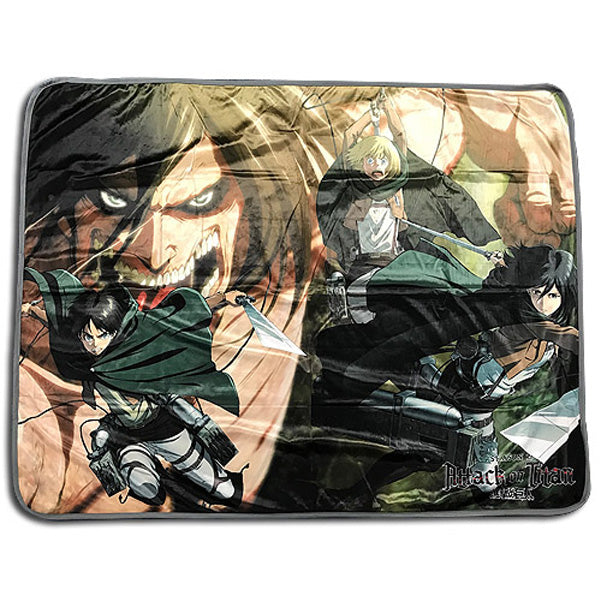 Attack On Titan Group Fight Throw Blanket